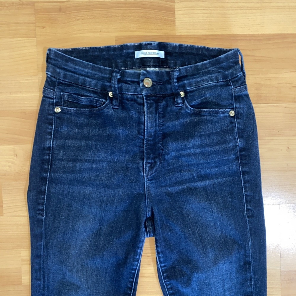 Good American Good Waist Skinny Jeans Womens 4/27 Blue Dark High Rise Stretch - Picture 2 of 8